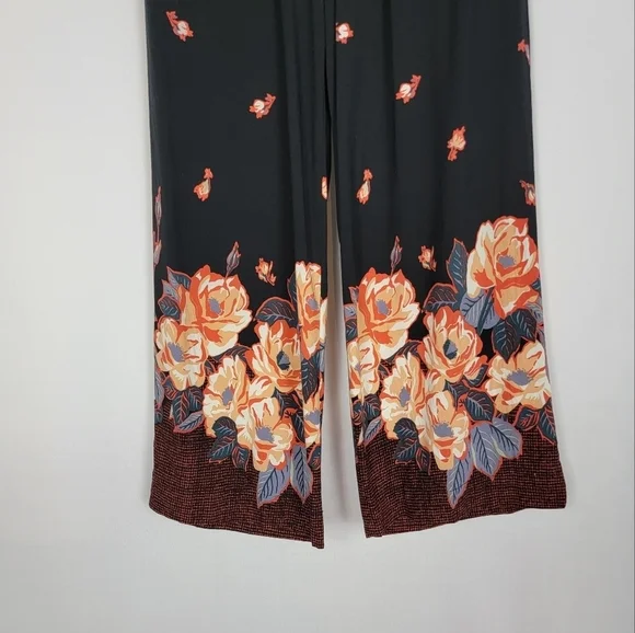 Anthropologie Ett Twa Black Floral Cropped Wide Leg Pants Womens Size XS Petite - Picture 6 of 16